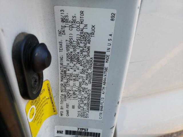 5TFJU4GN8DX048215 - 2013 TOYOTA TACOMA DOUBLE CAB PRERUNNER WHITE photo 13