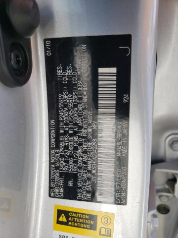 JTEJW3EH0A2042298 - 2010 TOYOTA HIGHLANDER HYBRID LIMITED SILVER photo 10