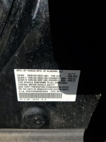 5FNYF6H59HB010544 - 2017 HONDA PILOT EXL BLACK photo 13