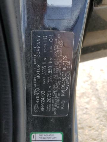 KMHDN45D03U671179 - 2003 HYUNDAI ELANTRA GLS BLUE photo 13