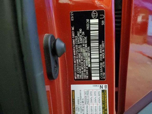 NMTKHMBX3MR125594 - 2021 TOYOTA C-HR XLE RED photo 13
