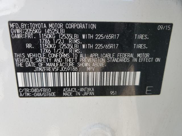 JTMZFREV5FJ059188 - 2015 TOYOTA RAV4 LE WHITE photo 13