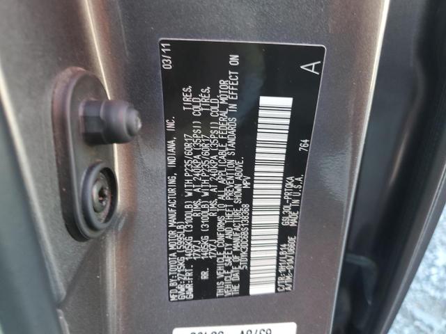 5TDYK3DC6BS138368 - 2011 TOYOTA SIENNA XLE ნაცრისფერი ფოტო 13