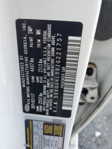 5XXGU4L39JG221757 - 2018 KIA OPTIMA EX WHITE photo 12