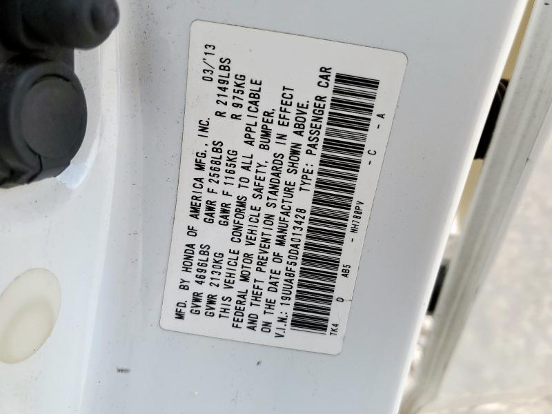 19UUA8F50DA013428 - 2013 ACURA TL TECH თეთრი ფოტო 13