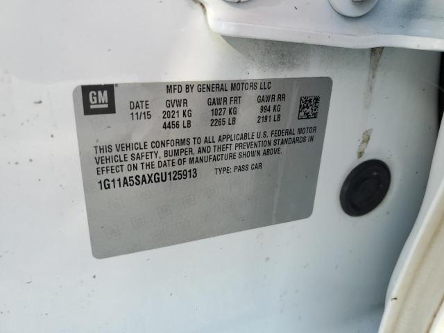 1G11A5SAXGU125913 - 2016 CHEVROLET MALIBU LIM LS თეთრი ფოტო 12