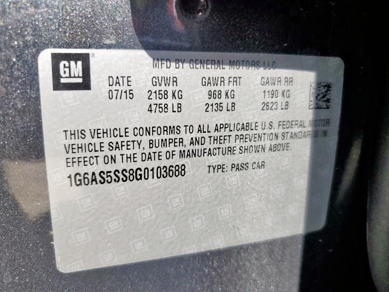 1G6AS5SS8G0103688 - 2016 CADILLAC CTS PERFORMANCE COLLECTION გრაფიტი ფოტო 13