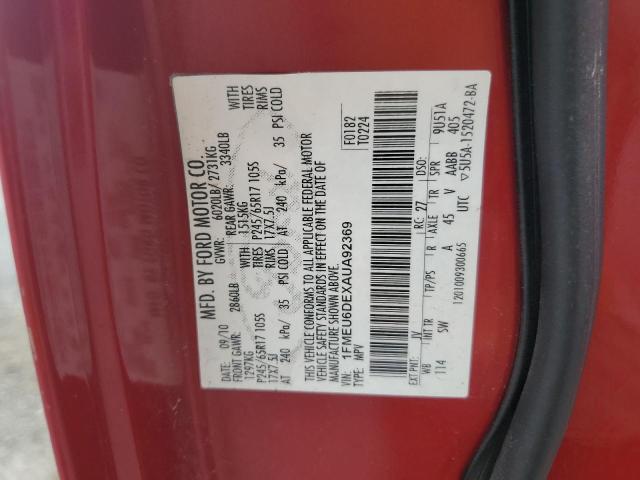 1FMEU6DEXAUA92369 - 2010 FORD EXPLORER XLT Rot Foto 13