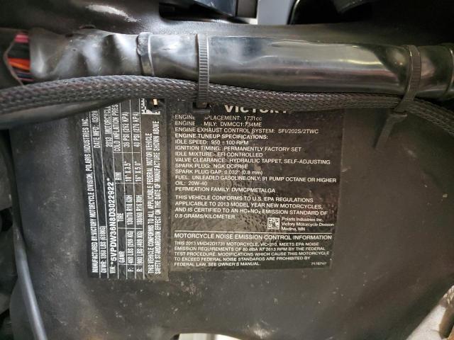 5VPDW36N8D3022922 - 2013 VICTORY MOTORCYCLES CROSS COUN Negro foto 10
