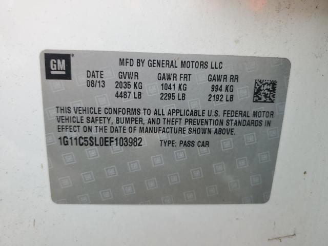 1G11C5SL0EF103982 - 2014 CHEVROLET MALIBU 1LT 白色 照片 12