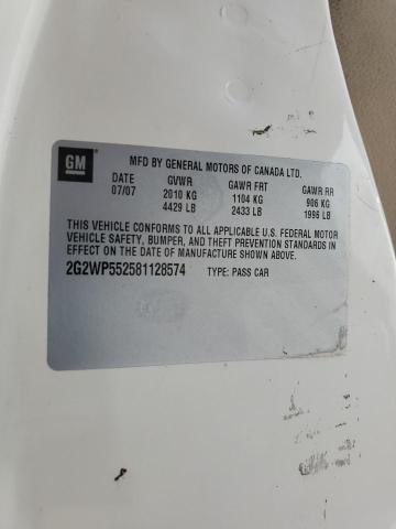 2G2WP552581128574 - 2008 PONTIAC GRAND PRIX WHITE photo 12