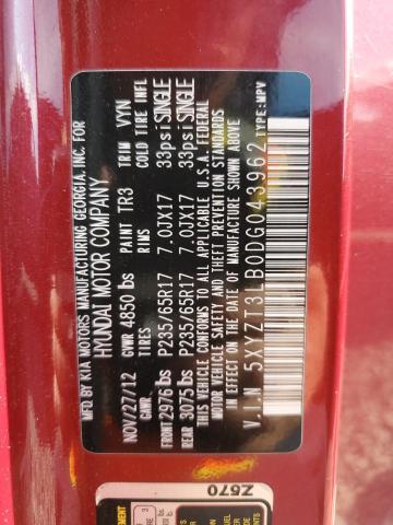 5XYZT3LB0DG043962 - 2013 HYUNDAI SANTA FE S წითელი ფოტო 14