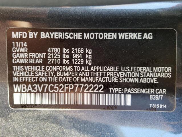 WBA3V7C52FP772222 - 2015 BMW 428 I SULEV GRAY photo 12