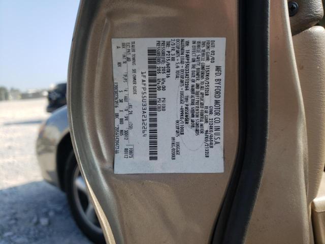 1FAFP55U33A212264 - 2003 FORD TAURUS LX SES GOLD photo 12