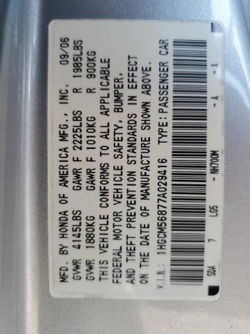 1HGCM56877A029416 - 2007 HONDA ACCORD EX SILVER photo 12