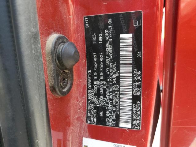 JTEBU5JR5H5419981 - 2017 TOYOTA 4RUNNER SR5/SR5 PREMIUM RED photo 13