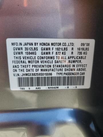 JHMGE88259S015596 - 2009 HONDA FIT Күміс фото 12