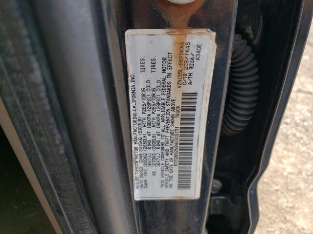 5TEGN92N84Z315731 - 2004 TOYOTA TACOMA DOUBLE CAB PRERUNNER BLACK photo 12