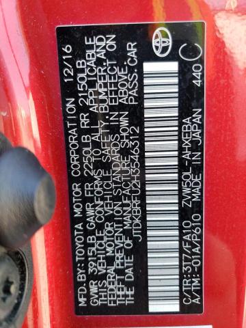 JTDKBRFU2H3546312 - 2017 TOYOTA PRIUS RED photo 12