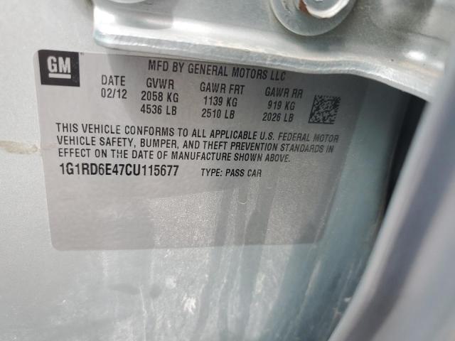 1G1RD6E47CU115677 - 2012 CHEVROLET VOLT ვერცხლისფერი ფოტო 12