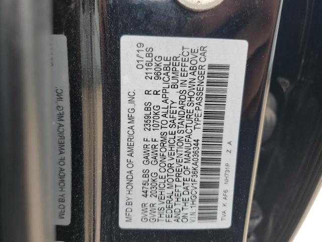 1HGCV1F36KA036344 - 2019 HONDA ACCORD SPORT 黑色 照片 12