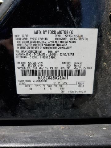 MAJ6S3GL8KC285611 - 2019 FORD ECOSPORT SE Чорний фото 14