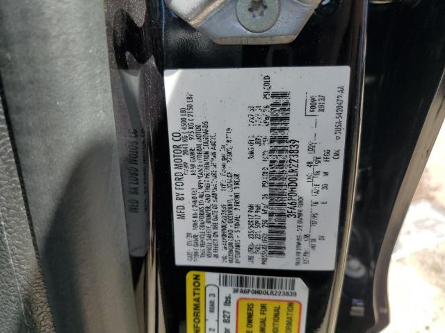 3FA6P0HD0LR223839 - 2020 FORD FUSION SE 黑色 照片 12