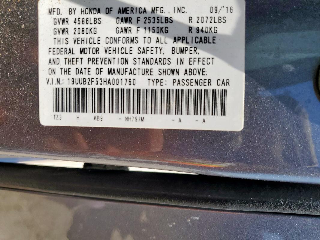 19UUB2F53HA001760 - 2017 ACURA TLX TECH GRAY photo 13