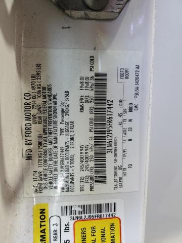 3LN6L2J95FR617442 - 2015 LINCOLN MKZ WHITE photo 13