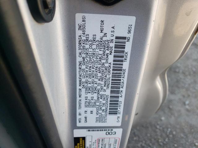 5TETX22N86Z200405 - 2006 TOYOTA TACOMA ACCESS CAB ვერცხლისფერი ფოტო 13