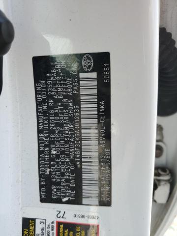 4T4BF3EK6AR012636 - 2010 TOYOTA CAMRY BASE თეთრი ფოტო 13