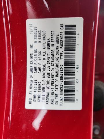 1HGCR2F53GA099243 - 2016 HONDA ACCORD SPORT 红色 照片 13