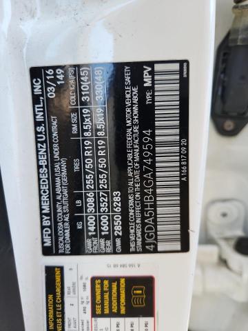 4JGDA5HB4GA749594 - 2016 MERCEDES-BENZ GLE 350 4MATIC WHITE photo 14