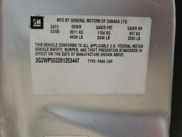 2G2WP552261253447 - 2006 PONTIAC GRAND PRIX GRAY photo 12