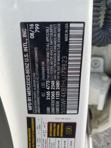 55SWF4KB1HU179823 - 2017 MERCEDES-BENZ C 300 4MATIC WHITE photo 12