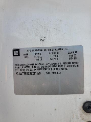 2G1WT58KX79211199 - 2007 CHEVROLET IMPALA LT 白色 照片 12