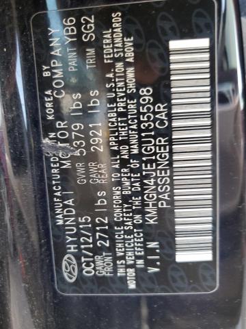 KMHGN4JE1GU135598 - 2016 HYUNDAI GENESIS 3.8L BLACK photo 12