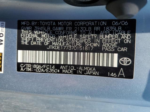 JTKDE177370151817 - 2007 TOYOTA SCION TC 蓝色 照片 12