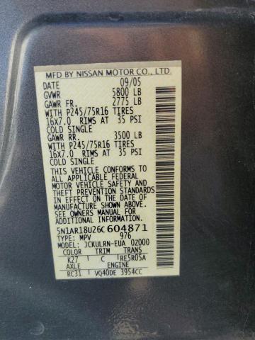 5N1AR18U26C604871 - 2006 NISSAN PATHFINDER LE 灰色 照片 14