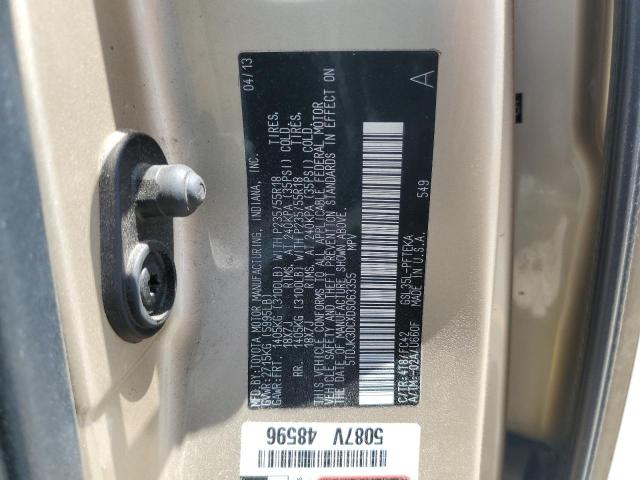 5TDJK3DCXDS063355 - 2013 TOYOTA SIENNA LE 金色 照片 13