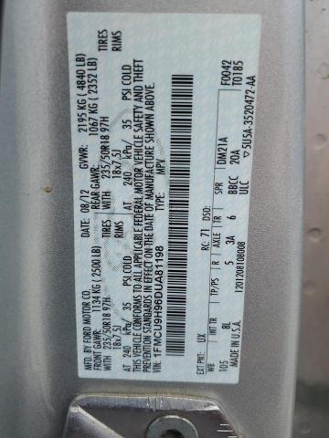 1FMCU9H96DUA81198 - 2013 FORD ESCAPE SEL 银色 照片 12