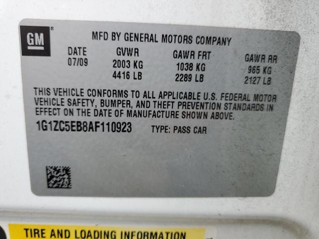 1G1ZC5EB8AF110923 - 2010 CHEVROLET MALIBU 1LT 白色 照片 12