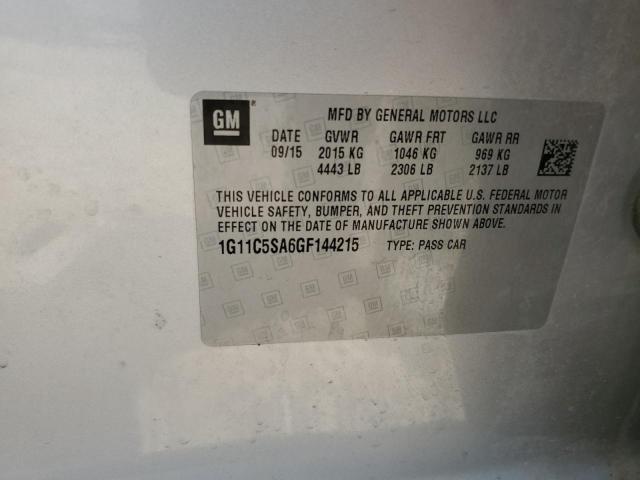 1G11C5SA6GF144215 - 2016 CHEVROLET MALIBU LIM LT SILVER photo 12