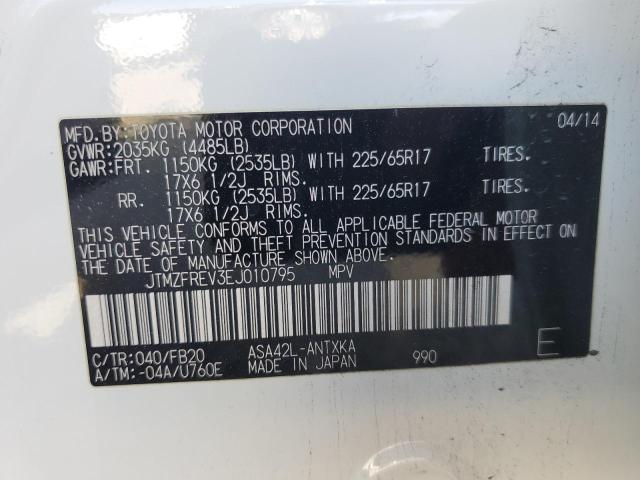 JTMZFREV3EJ010795 - 2014 TOYOTA RAV4 LE 白色 照片 13