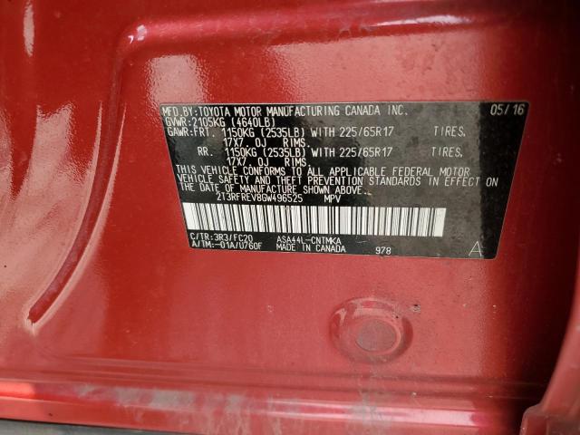 2T3RFREV8GW496525 - 2016 TOYOTA RAV4 XLE RED photo 13