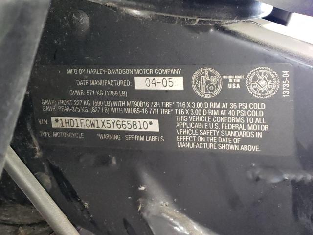 1HD1FCW1X5Y665810 - 2005 HARLEY-DAVIDSON FLHTCUI 栗色 照片 10