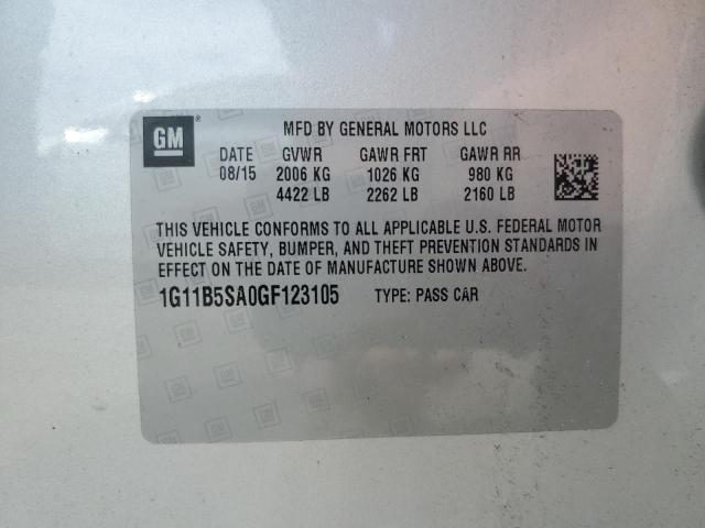 1G11B5SA0GF123105 - 2016 CHEVROLET MALIBU LIM LS ვერცხლისფერი ფოტო 12