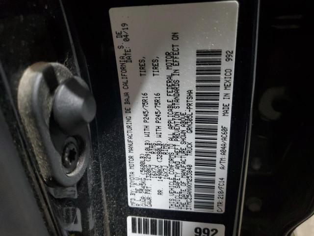 3TMCZ5ANXKM253840 - 2019 TOYOTA TACOMA DOUBLE CAB BLACK photo 13