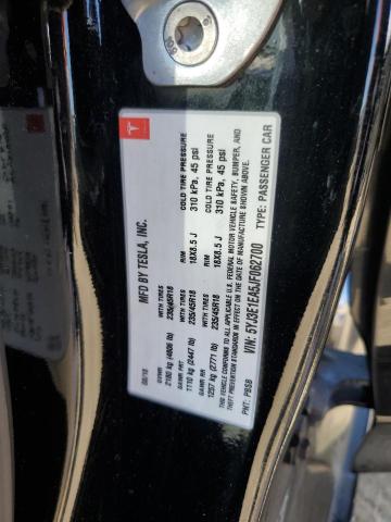 5YJ3E1EA5JF062700 - 2018 TESLA MODEL 3 შავი ფოტო 12