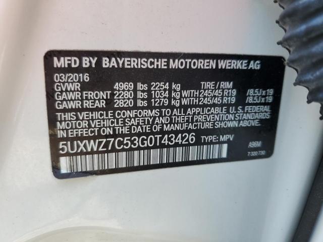 5UXWZ7C53G0T43426 - 2016 BMW X3 SDRIVE28I WHITE photo 13